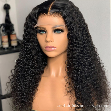 Cheap Raw Indian Virgin Kinky Curly Hd Full Lace Front Wig Human Hair Transparent Lace Frontal Closure Wig For Women Human Hair